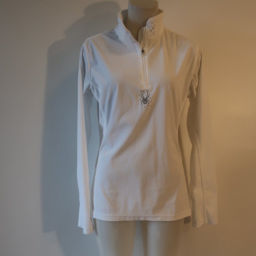 Womens Spyder White 1/4 Zip Fleece Pullover Jacket 16 * - Picture 1 of 10